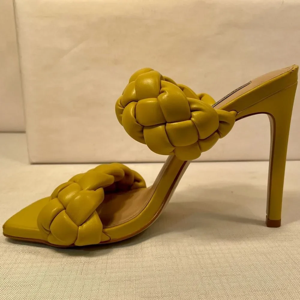 Steve Madden Mustard Yellow Braided Women's Sandals Size 7.5 - Picture 4 of 7